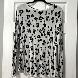 Chicos Grey and Blue Leopard Sweater